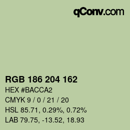 Color code: RGB 186 204 162 | qconv.com