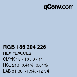 Color code: RGB 186 204 226 | qconv.com