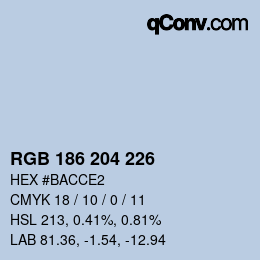 颜色代码: RGB 186 204 226 | qconv.com