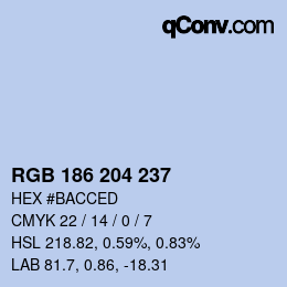 Color code: RGB 186 204 237 | qconv.com