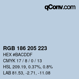 颜色代码: RGB 186 205 223 | qconv.com