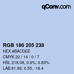 Color code: RGB 186 205 238 | qconv.com