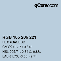 颜色代码: RGB 186 206 221 | qconv.com