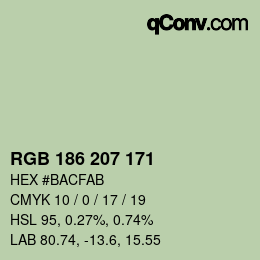 Color code: RGB 186 207 171 | qconv.com