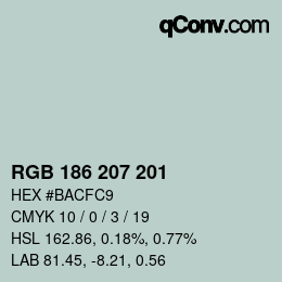 Color code: RGB 186 207 201 | qconv.com