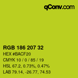 Color code: RGB 186 207 32 | qconv.com