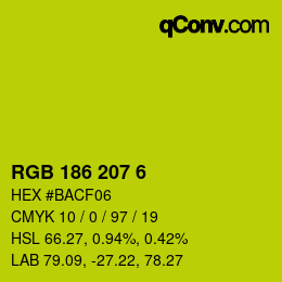 Color code: RGB 186 207 6 | qconv.com