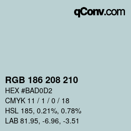 カラーコード: RGB 186 208 210 | qconv.com