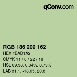 Color code: RGB 186 209 162 | qconv.com