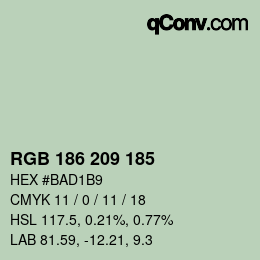 Color code: RGB 186 209 185 | qconv.com