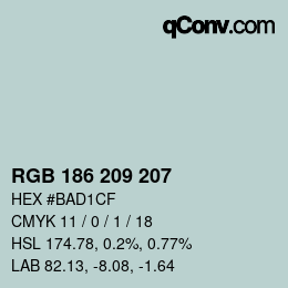 Color code: RGB 186 209 207 | qconv.com