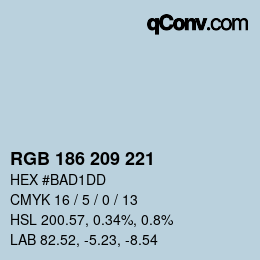 カラーコード: RGB 186 209 221 | qconv.com
