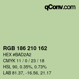 Color code: RGB 186 210 162 | qconv.com