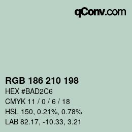 Color code: RGB 186 210 198 | qconv.com