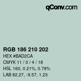 Color code: RGB 186 210 202 | qconv.com