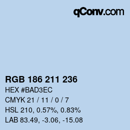 Color code: RGB 186 211 236 | qconv.com
