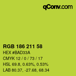 カラーコード: RGB 186 211 58 | qconv.com