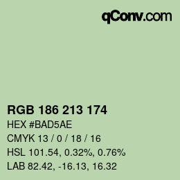 Código de color: RGB 186 213 174 | qconv.com