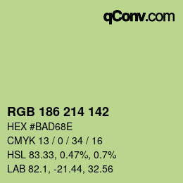 Color code: RGB 186 214 142 | qconv.com