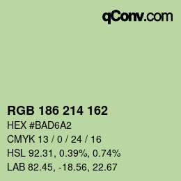 Color code: RGB 186 214 162 | qconv.com