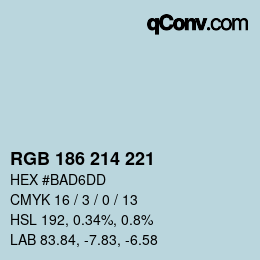 颜色代码: RGB 186 214 221 | qconv.com