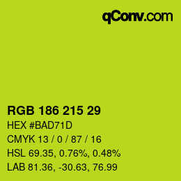 Color code: RGB 186 215 29 | qconv.com