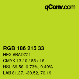 Color code: RGB 186 215 33 | qconv.com