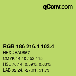 カラーコード: RGB 186 216.4 103.4 | qconv.com