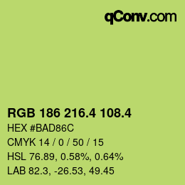 カラーコード: RGB 186 216.4 108.4 | qconv.com