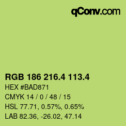 カラーコード: RGB 186 216.4 113.4 | qconv.com