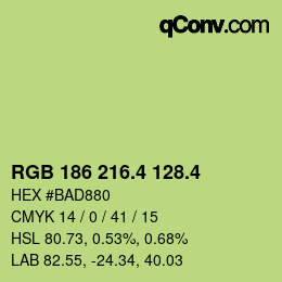 カラーコード: RGB 186 216.4 128.4 | qconv.com