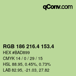 カラーコード: RGB 186 216.4 153.4 | qconv.com