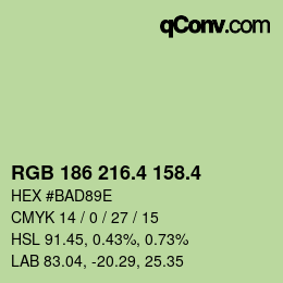 カラーコード: RGB 186 216.4 158.4 | qconv.com