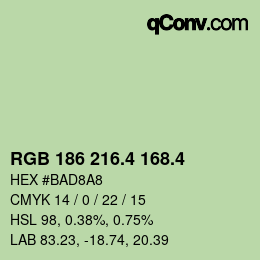 カラーコード: RGB 186 216.4 168.4 | qconv.com