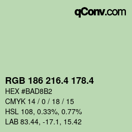 カラーコード: RGB 186 216.4 178.4 | qconv.com