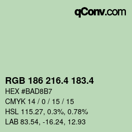 カラーコード: RGB 186 216.4 183.4 | qconv.com