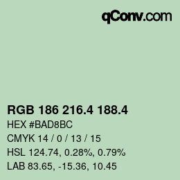 カラーコード: RGB 186 216.4 188.4 | qconv.com