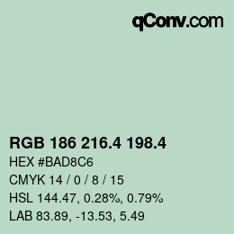 カラーコード: RGB 186 216.4 198.4 | qconv.com
