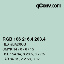 カラーコード: RGB 186 216.4 203.4 | qconv.com