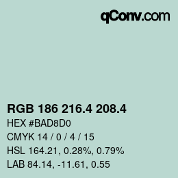 カラーコード: RGB 186 216.4 208.4 | qconv.com