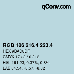 カラーコード: RGB 186 216.4 223.4 | qconv.com