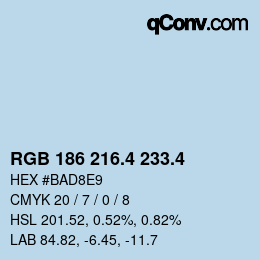 カラーコード: RGB 186 216.4 233.4 | qconv.com