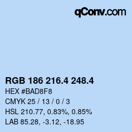 カラーコード: RGB 186 216.4 248.4 | qconv.com
