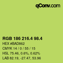 カラーコード: RGB 186 216.4 98.4 | qconv.com