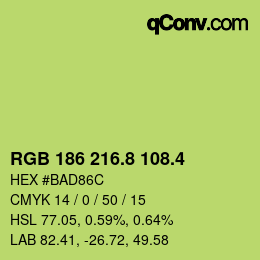 カラーコード: RGB 186 216.8 108.4 | qconv.com
