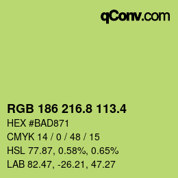 カラーコード: RGB 186 216.8 113.4 | qconv.com