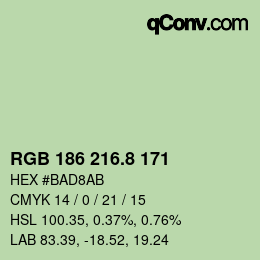 カラーコード: RGB 186 216.8 171 | qconv.com