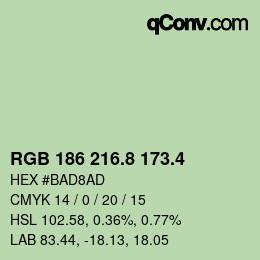 カラーコード: RGB 186 216.8 173.4 | qconv.com