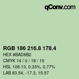 カラーコード: RGB 186 216.8 178.4 | qconv.com