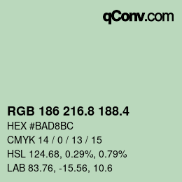 カラーコード: RGB 186 216.8 188.4 | qconv.com